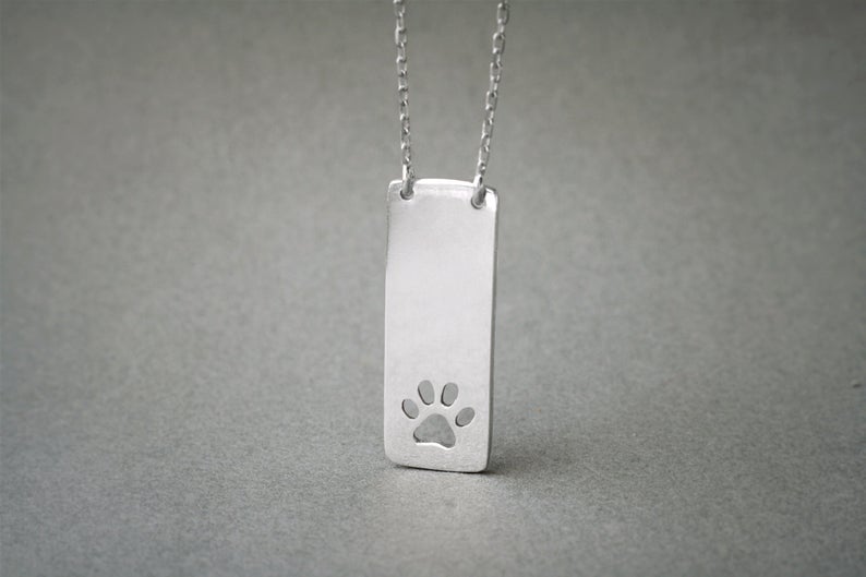 VERTICAL BAR PAW Print Necklace - 1