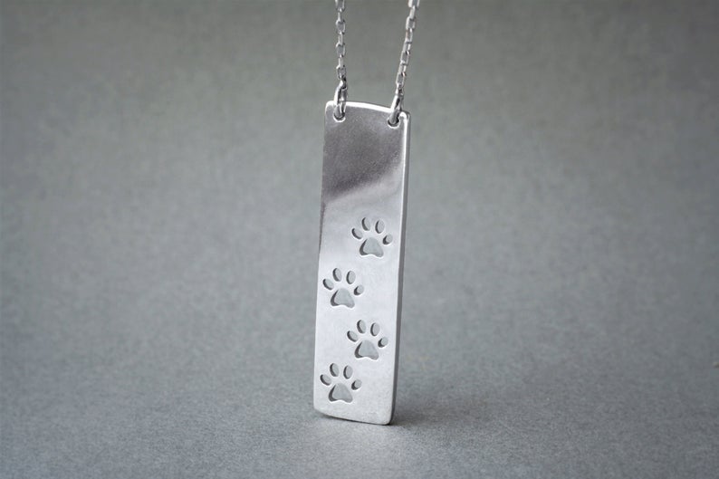 4 PAWS Print Vertical Bar Necklace - 1 Main image