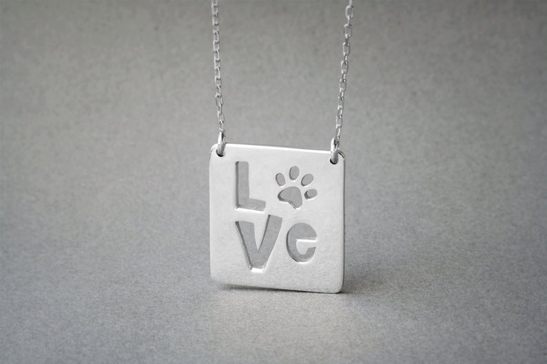 Square PAW LOVE Necklace - 1
