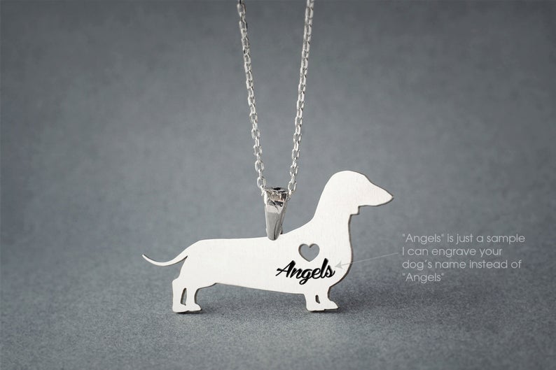 DACHSHUND SHORTHAIRED Heart Silver Necklace - 1