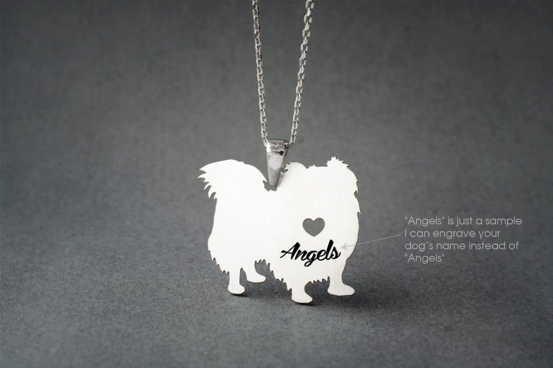 PEKINGESE LONGHAIRED Heart Silver Necklace - 1 Main image
