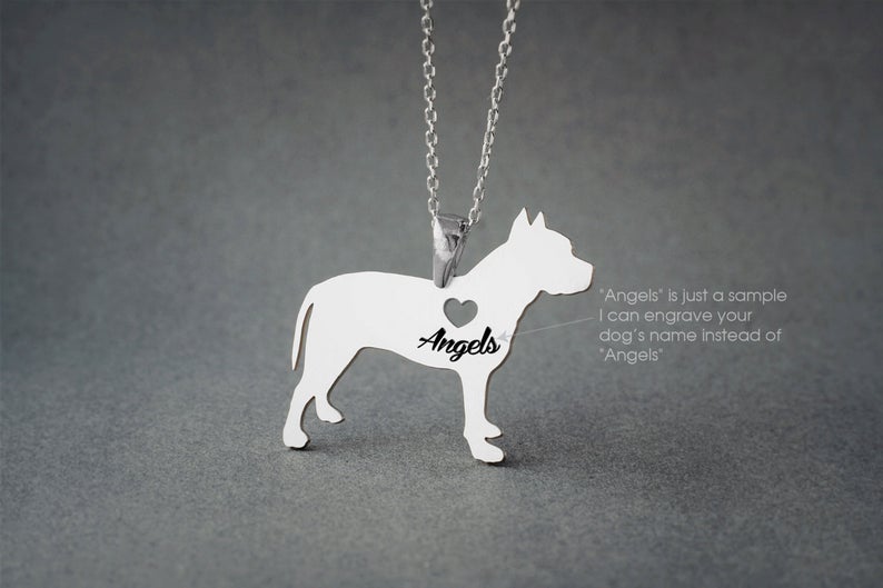PITBULL TERRIER Heart Silver Necklace - 1 Main image