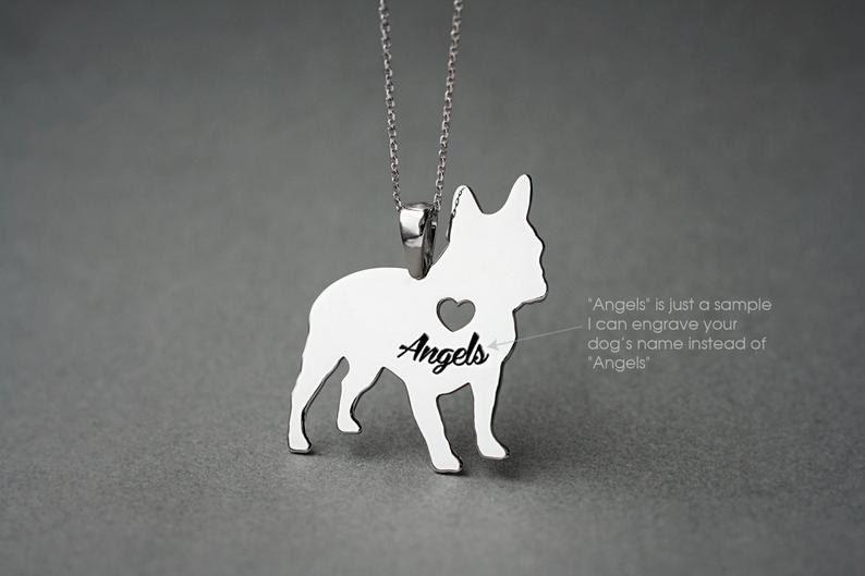 FRENCH BULLDOG Heart Silver Necklace - 1 Main image