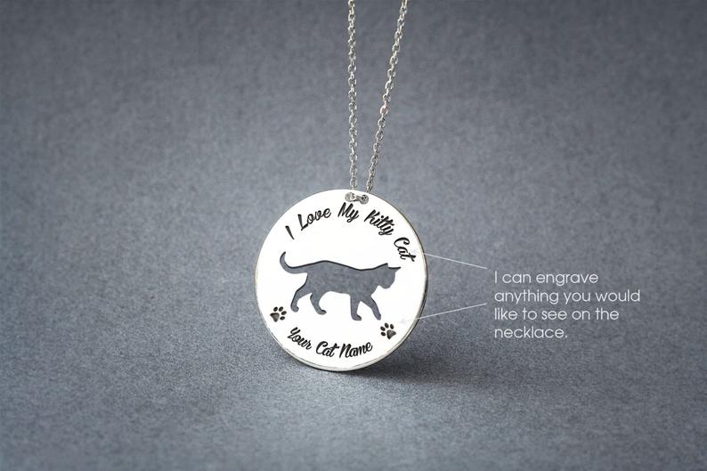 CAT SHORTHAIRED Disc Silver Necklace - 1 Main image