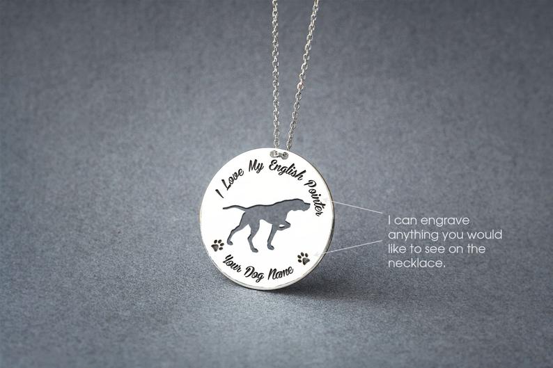 ENGLISH POINTER Disc Silver Necklace - 1