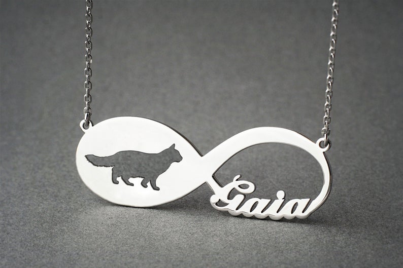 CAT LONGHAIRED Infinity Silver Necklace - 1 Main image