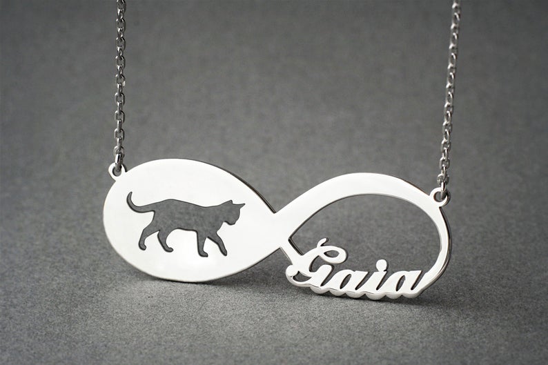 CAT SHORTHAIRED Infinity Silver Necklace - 1 Main image