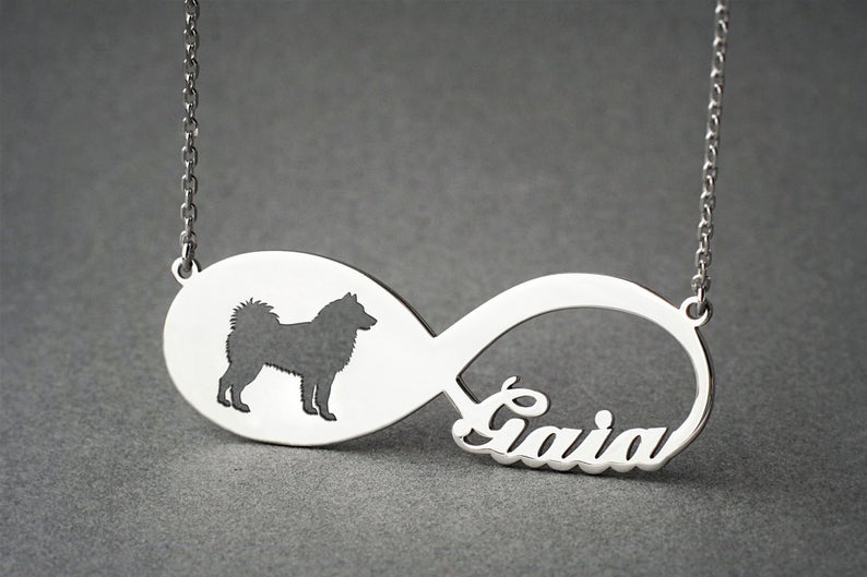 SIBERIAN HUSKY Infinity Silver Necklace - 1