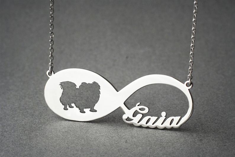 PEKINGESE LONGHAIRED Infinity Silver Necklace - 1 Main image