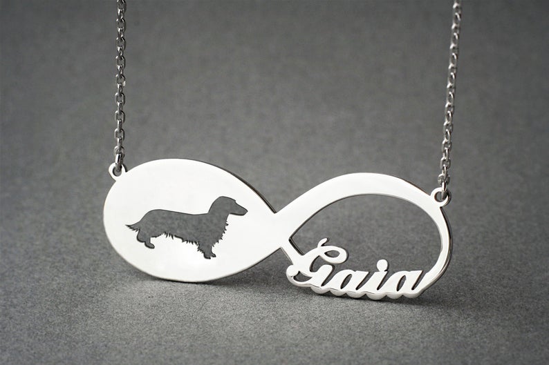 DACHSHUND LONGHAIRED Infinity Silver Necklace - 1 Main image