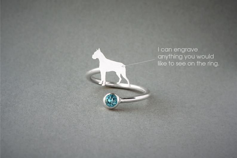 BOXER-Birthstone Silver Ring - 1 Main image