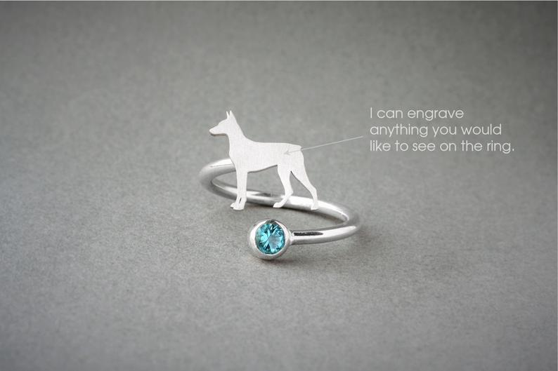 DOBERMAN-Birthstone Silver Ring - 1 Main image