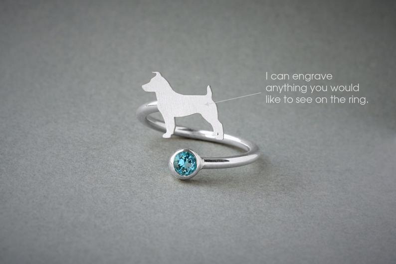 JACK RUSSELL TERRIER-Birthstone Silver Ring - 1 Main image