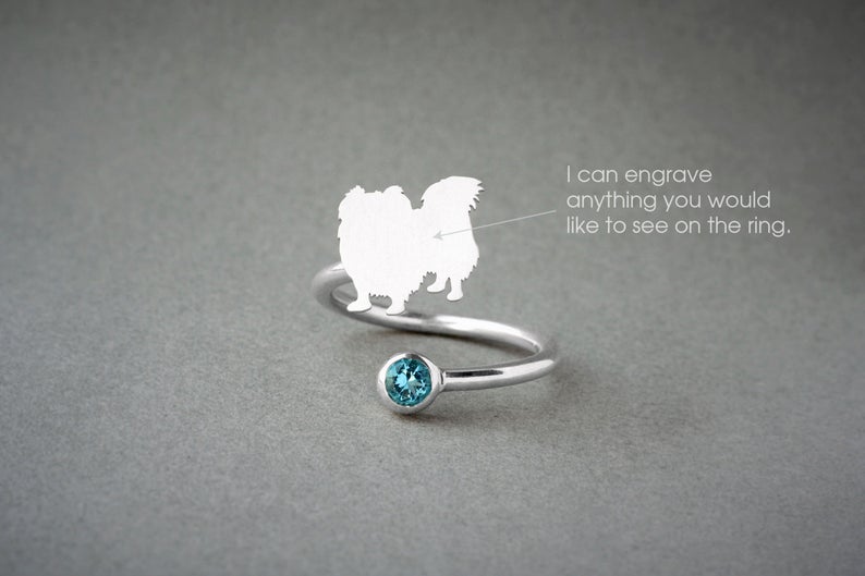 PEKINGESE LONGHAIRED-Birthstone Silver Ring - 1 Main image