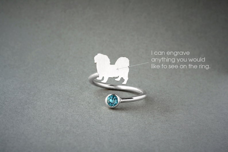PEKINGESE SHORTHAIRED-Birthstone Silver Ring - 1