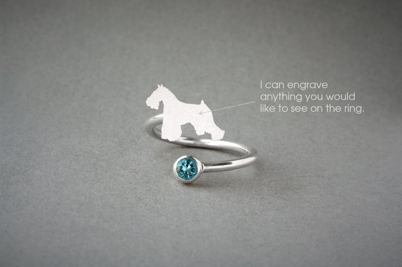 SCHNAUZER-Birthstone Silver Ring - 1 Main image