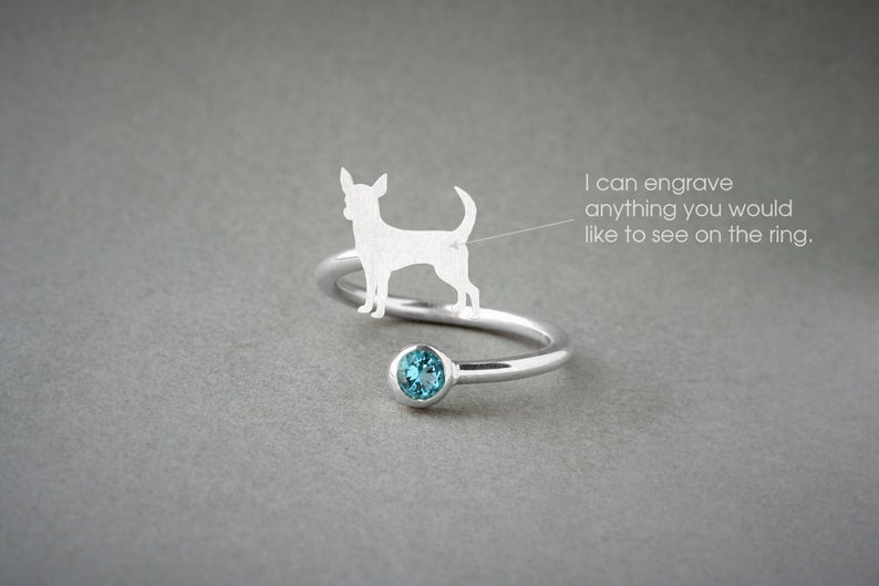 CHIHUAHUA-Birthstone Silver Ring - 1 Main image