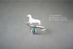 DACHSHUND SHORTHAIRED-Birthstone Silver Ring - 1