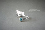 GERMAN SHEPHERD-Birthstone Silver Ring - 1