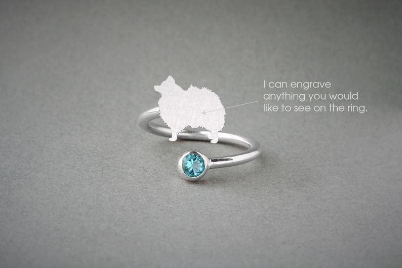 POMERANIAN-Birthstone Silver Ring - 1 Main image