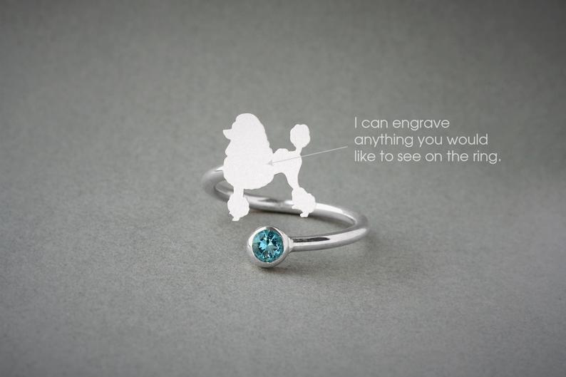 POODLE-Birthstone Silver Ring - 1 Main image