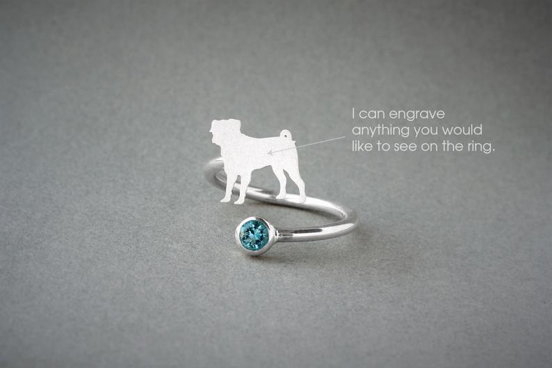 PUG-Birthstone Silver Ring - 1 Main image