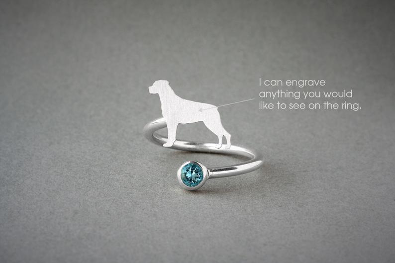 ROTTWEILER-Birthstone Silver Ring - 1 Main image
