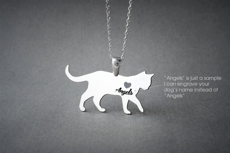 CAT SHORTHAIRED Heart Silver Necklace - 1 Main image
