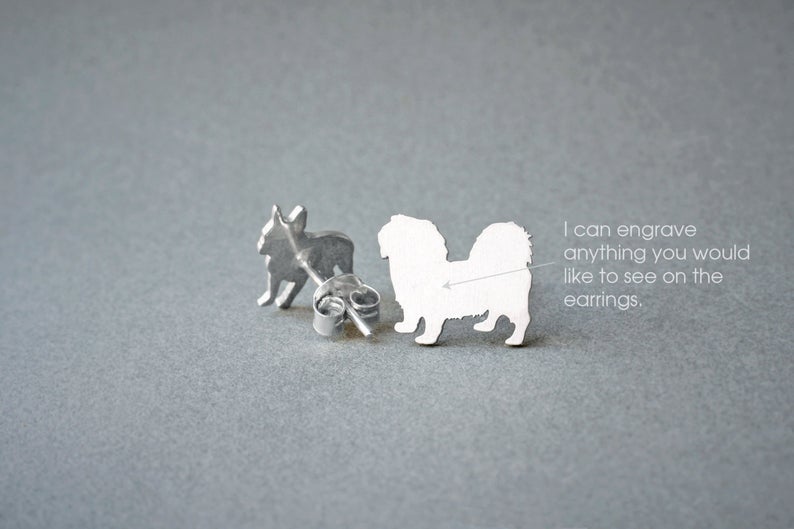 PEKINGESE SHORTHAIRED Stud Silver Earring - 1 Main image