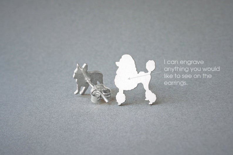 POODLE Stud Silver Earring - 1 Main image