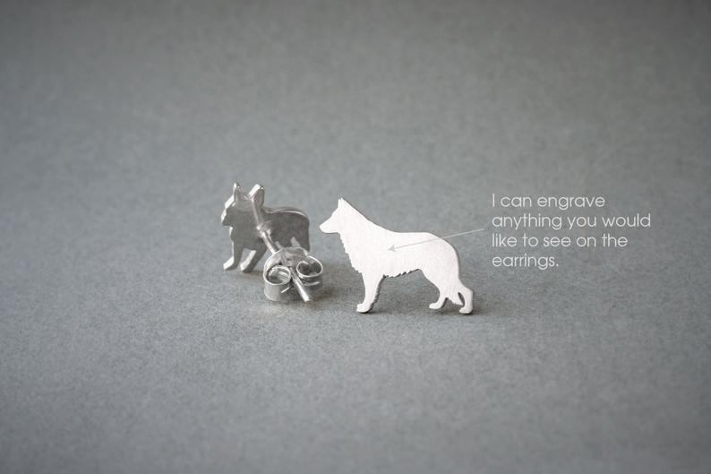 GERMAN SHEPHERD Stud Silver Earring - 1 Main image