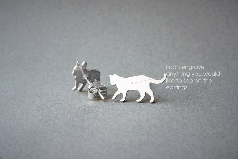 CAT SHORTHAIRED Stud Silver Earring - 1 Main image