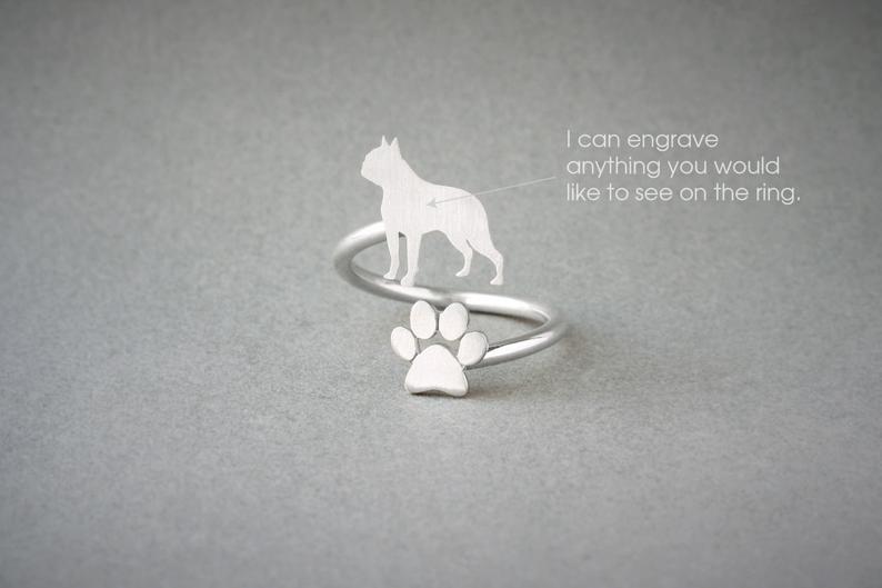 BOSTON TERRIER - Paw Silver Ring - 1 Main image