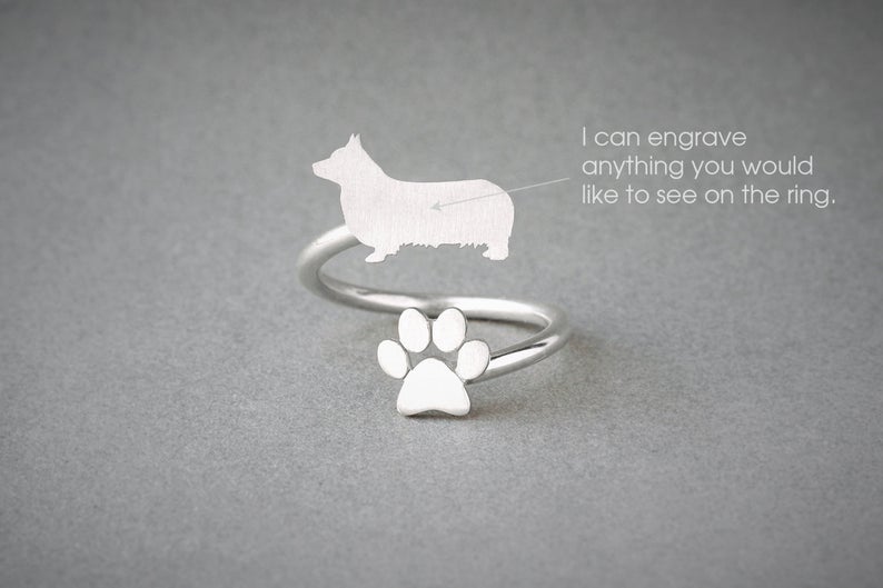 PEMBROKE WELSH CORGI - Paw Silver Ring - 1
