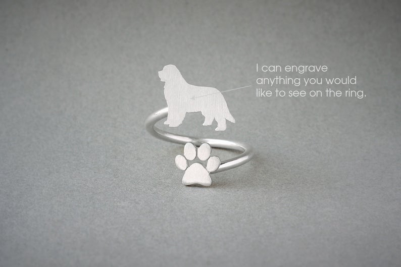 NEWFOUNDLAND DOG - Paw Silver Ring - 1 Main image
