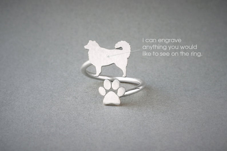 AUSTRALIAN SHEPHERD - Paw Silver Ring - 1 Main image