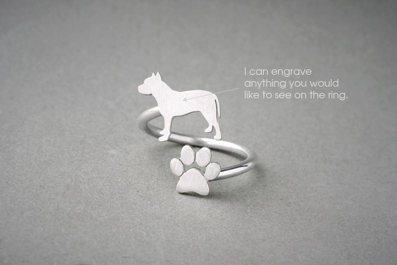 PITBULL TERRIER - Paw Silver Ring - 1 Main image