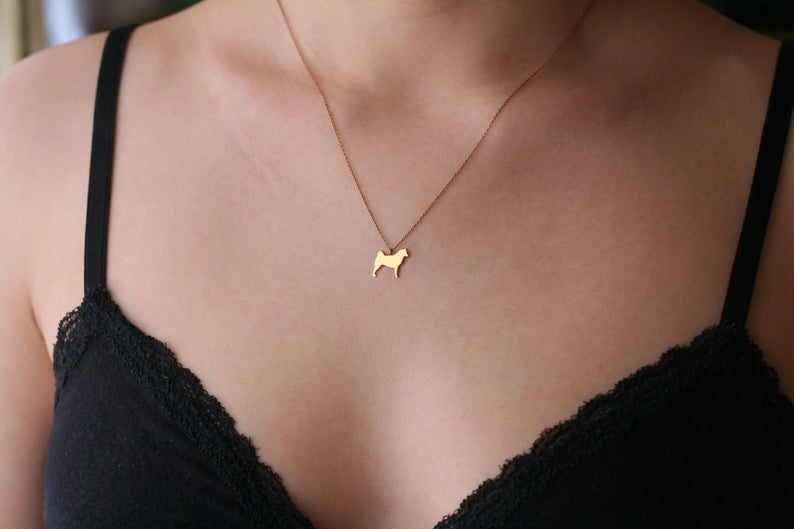 ENGLISH BULLDOG 14K Solid GOLD Tiny Necklace - 2